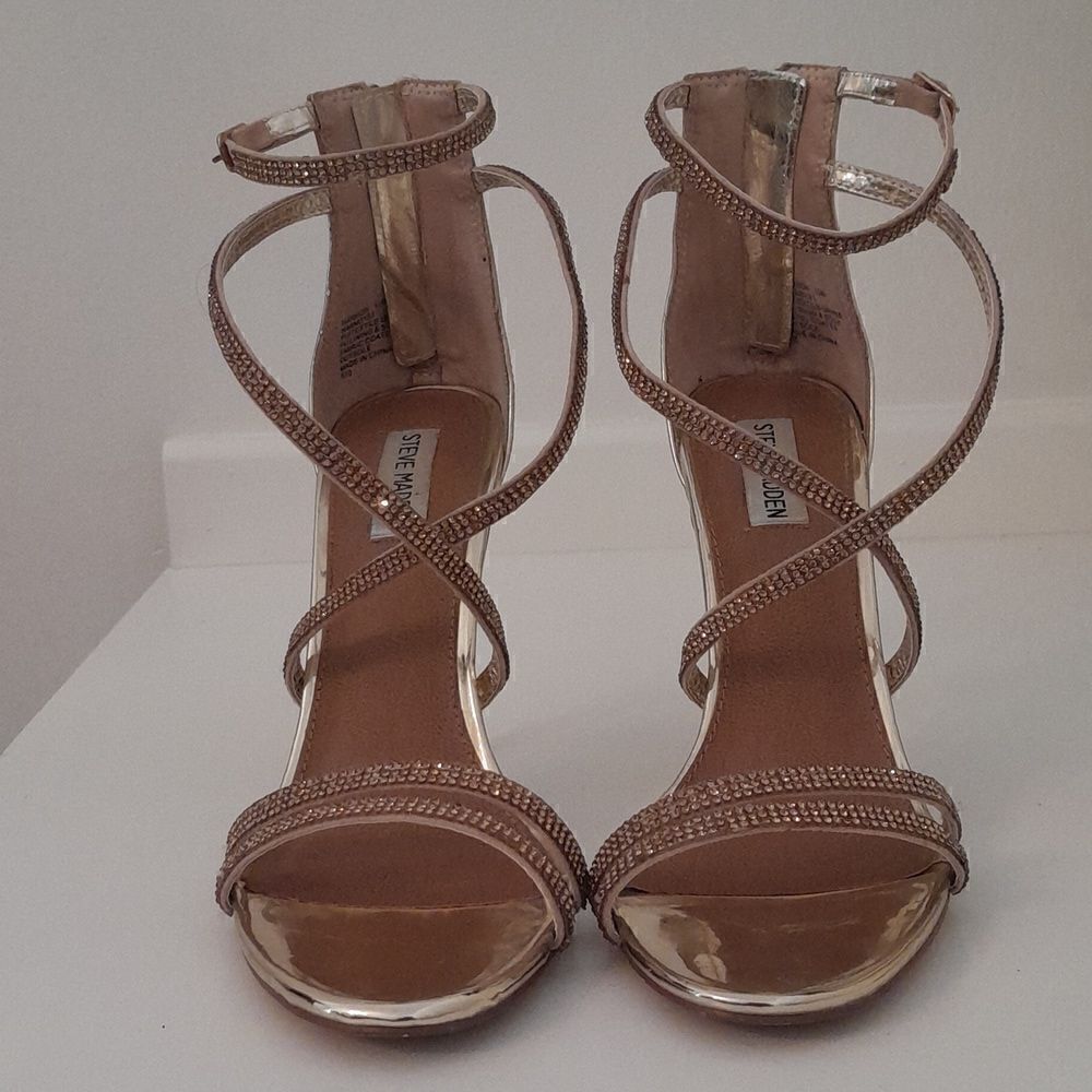 Steve Madden gold strappy sandals heels size 10